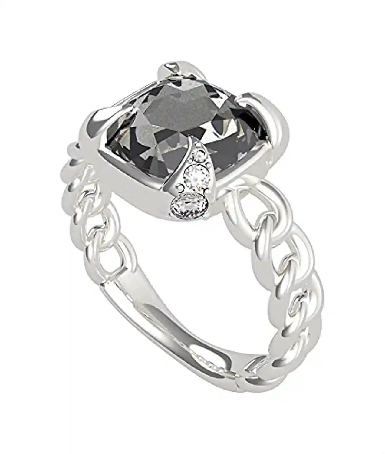 Guess UBR20026-50 Stainless Steel Middle Stone Ring for Women - Silver
