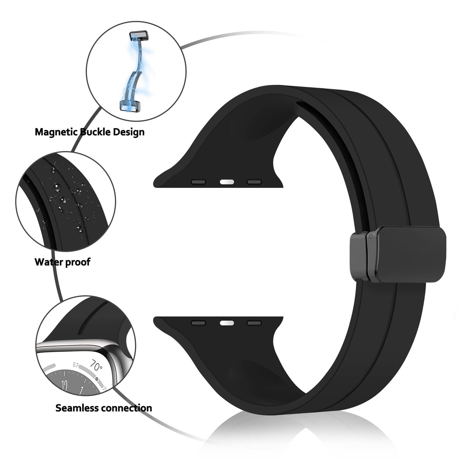 DL3 Mobilak Magnetic Silicone Strap for Apple Watch – Soft Sport Band Compatible with Ultra/Ultra 2 & Series 9 to 1 40MM, Men & Women