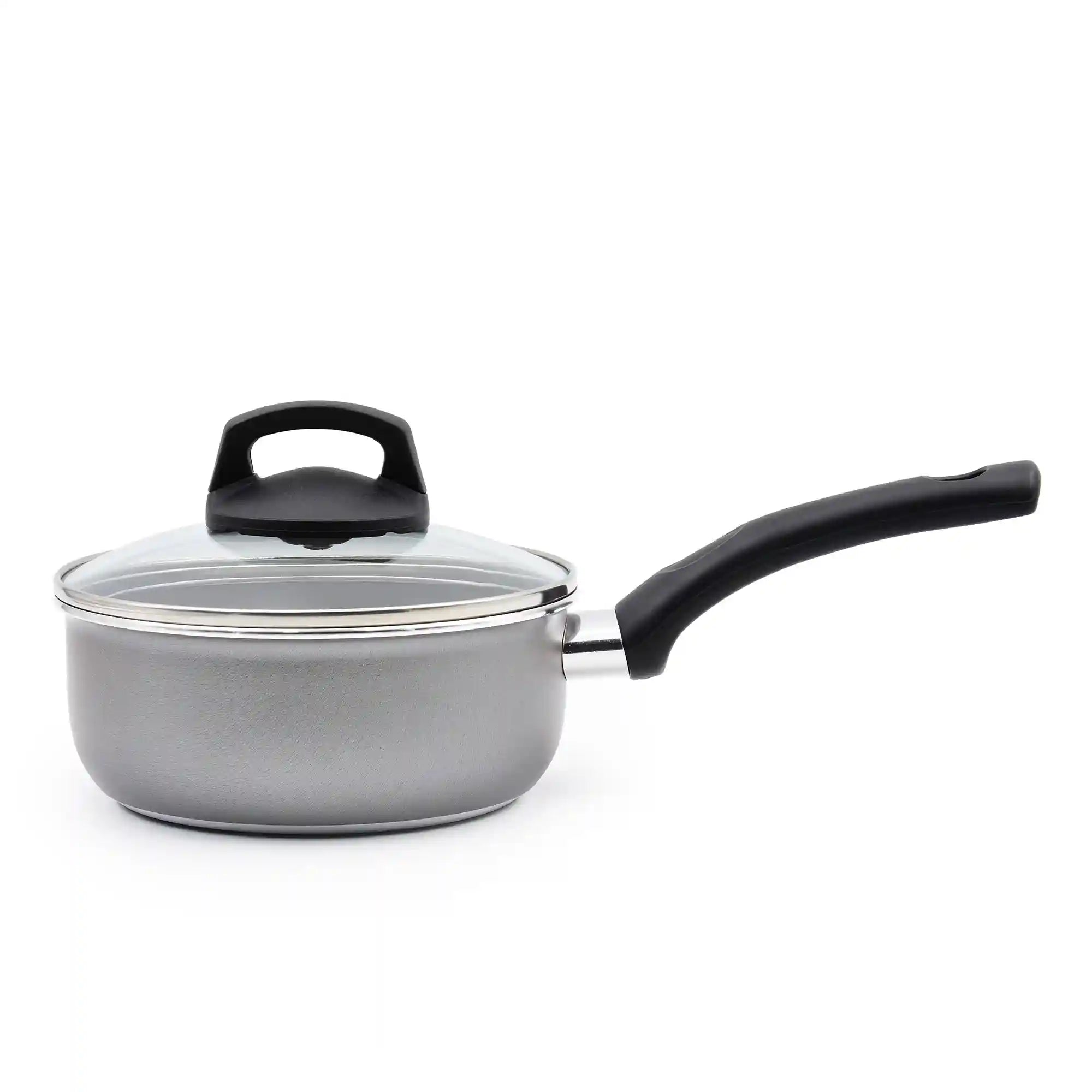 Celar Aluminium Saucepan with Lid – 18 cm, Grey, Non-Stick, Soft Touch Handle