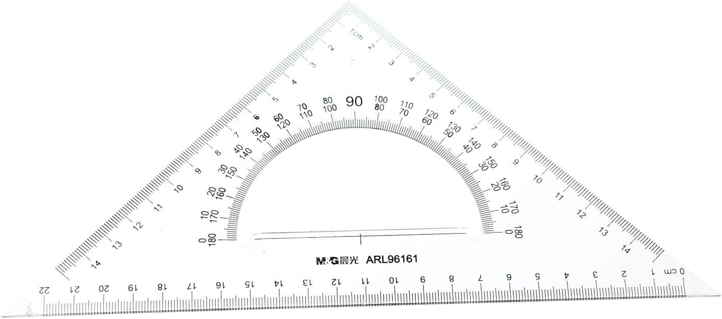 M&G ARL96161 Plastic Set of 2pcs 90-Degree Triangle Rulers - Clear