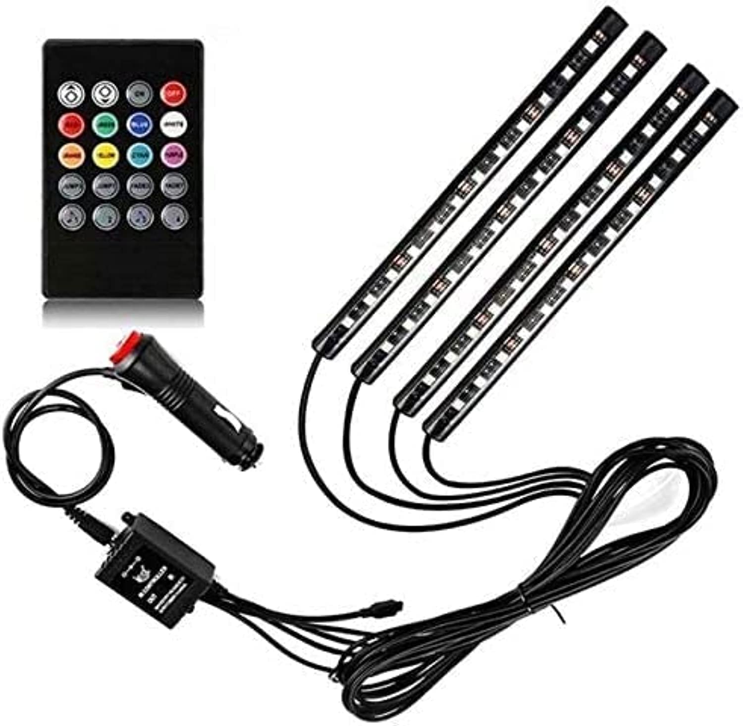 أضواء LED RGB للسيارة – 4 قطع بألوان متعددة مع ريموت