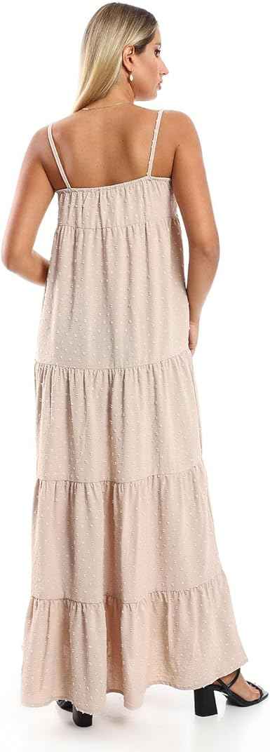 JAMILA Women Spaghetti Sleeves Tiered Dress DRESS - Safqqa Egypt