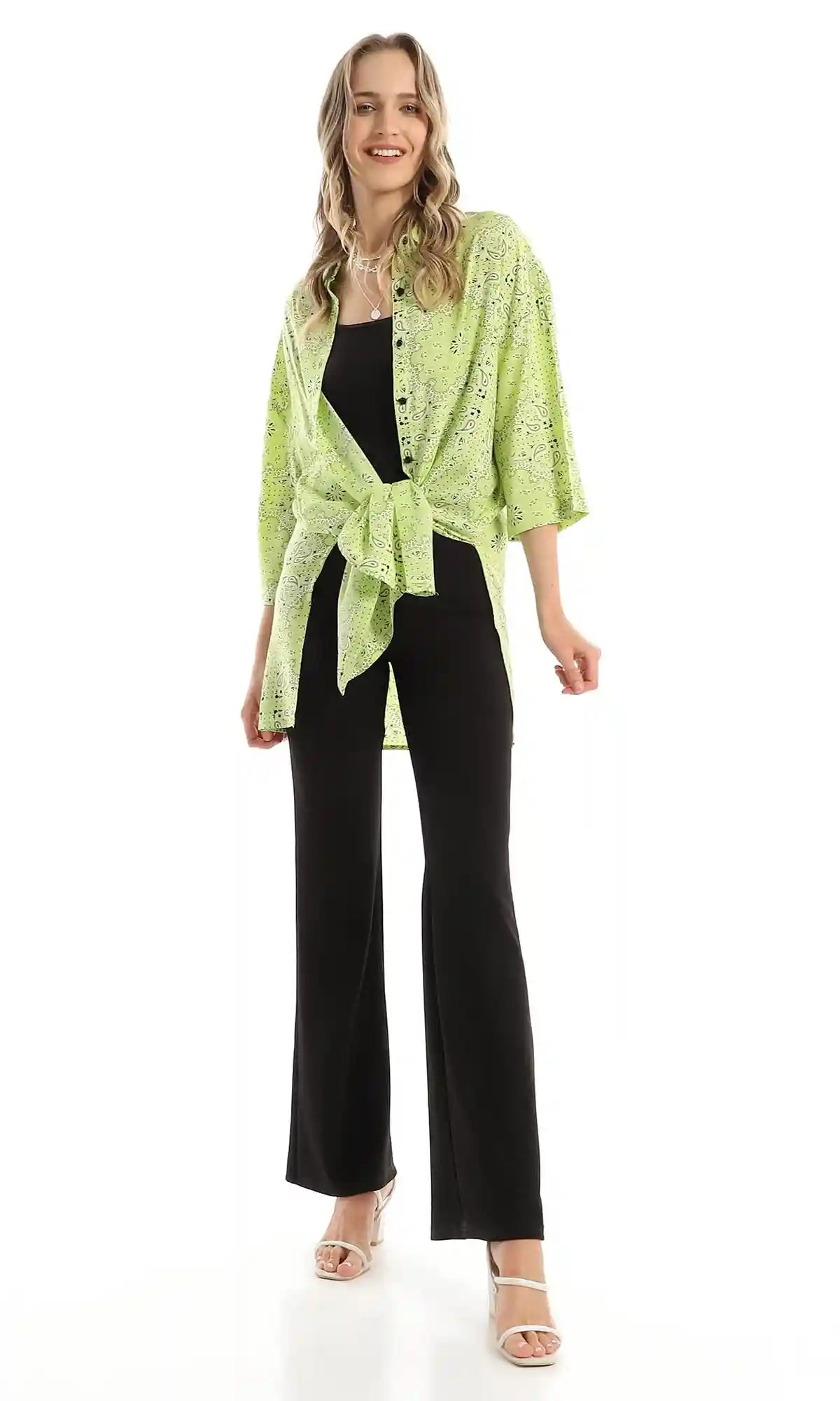 Ravin 97210 Patterned Lime Loose Shirt With Elbow Sleeves