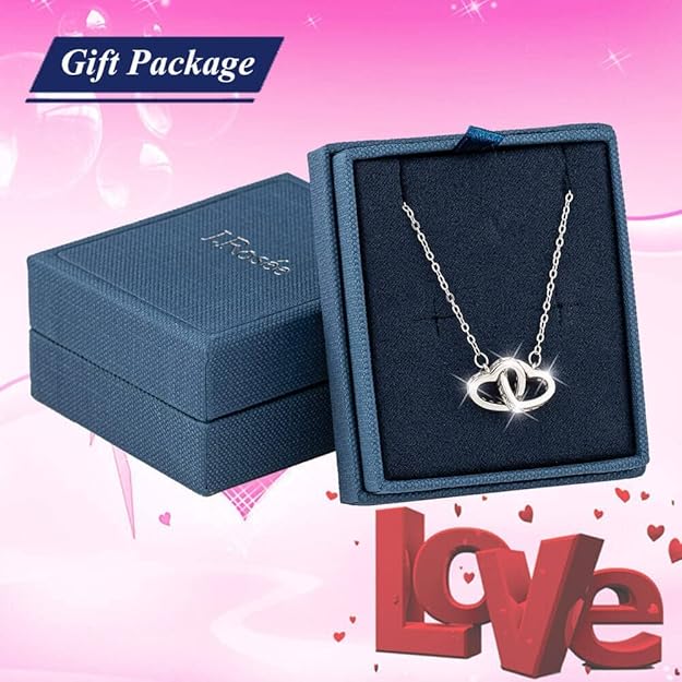 J. Rosee Women 925 Sterling Silver Double Heart Pendant Necklace Silver – Safqqa Egypt