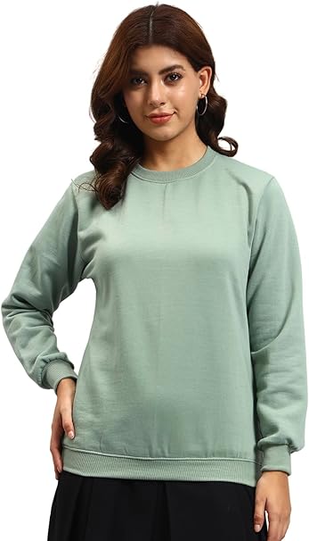 Styleville.in Women Sweatshirt Mint Green Soft Casual Warm Wear – Safqqa Egypt