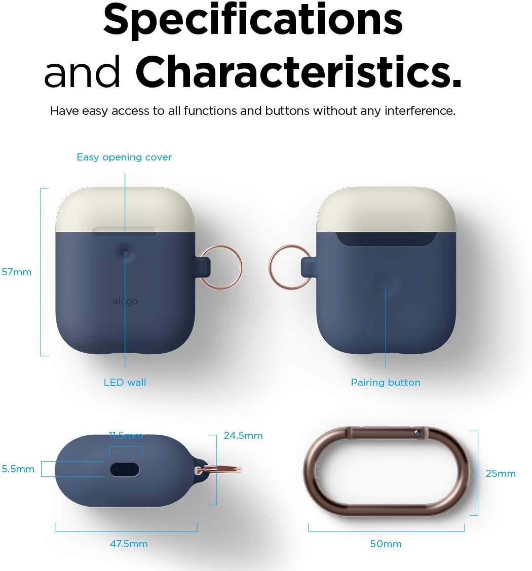 Elago duo hang case (compatible with airpods 1 and 2) body-jean indigo / top-classic white, yellow - Safqqa Egypt