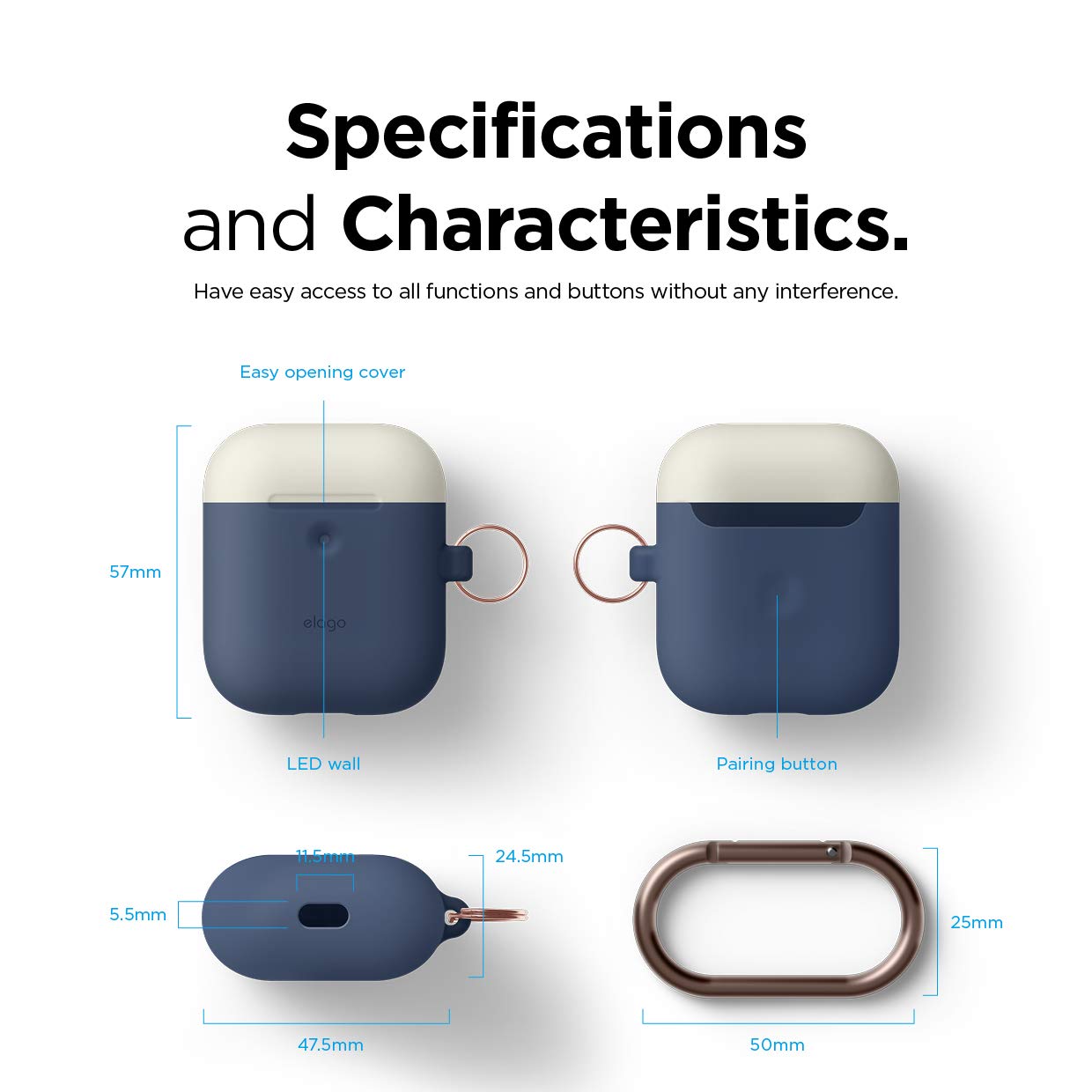 Elago duo hang case (compatible with airpods 1 and 2) body-jean indigo / top-classic white, yellow - Safqqa Egypt