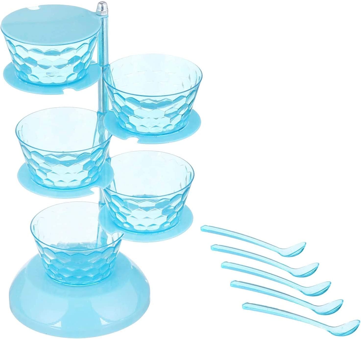 طقم برطمانات توابل من الأكريليك من إلياسين مكون من 5 قطع مع ملاعق، مصمم لتخزين التوابل والوصول إليها بسهولة. مصنوع من أكريليك عالي الجودة، متين وخفيف الوزن وسهل التنظيف