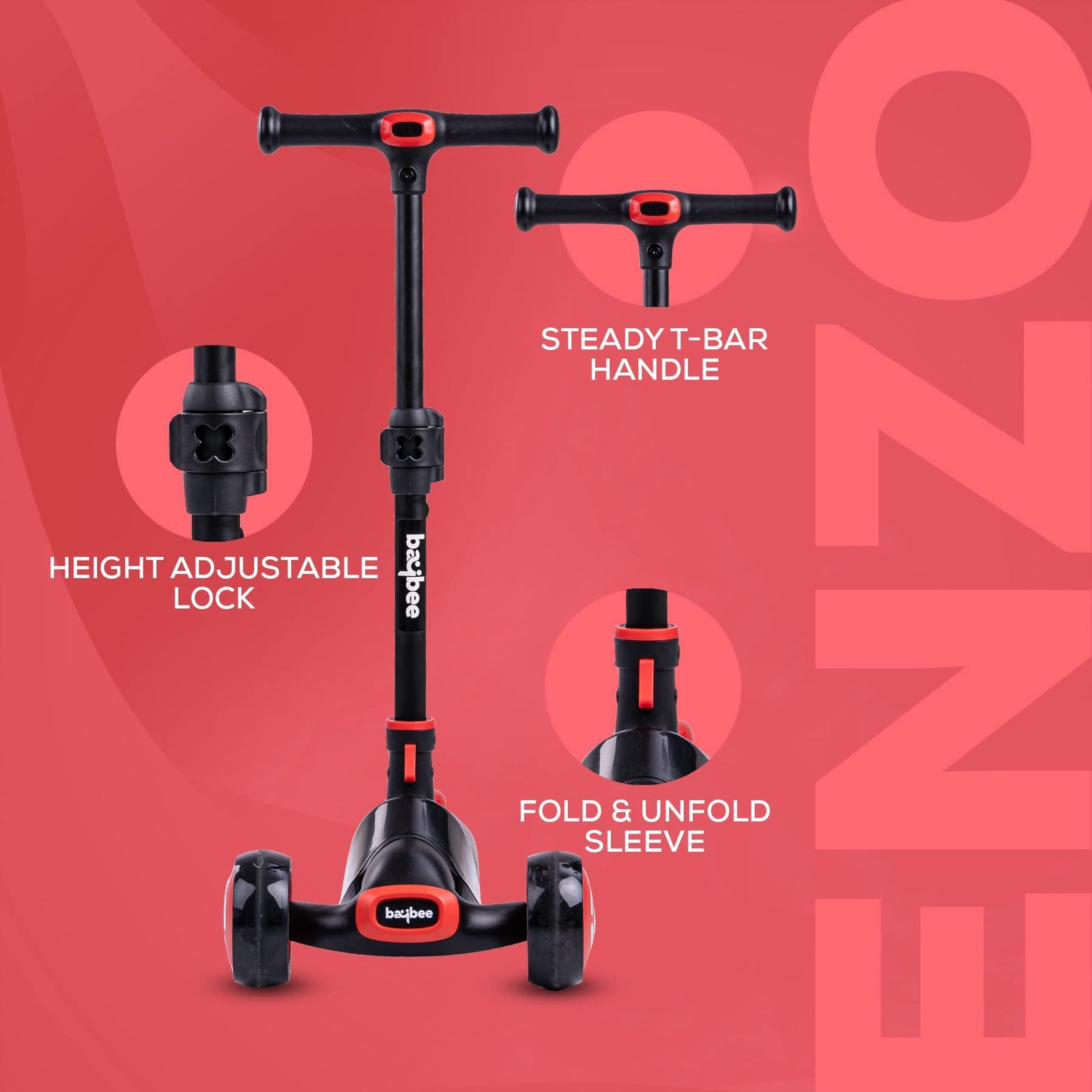 Baybee Enzo 3-Wheel Kids Scooter – Foldable with LED Wheels