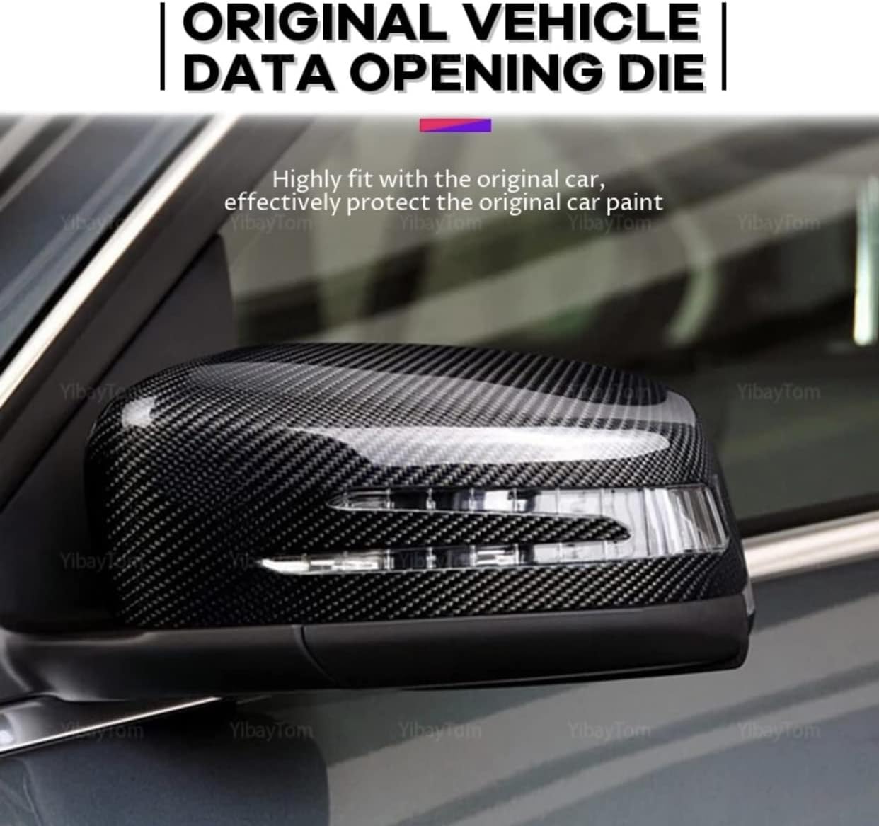 Generic 2pcs Replacement Carbon Fiber Pattern Rearview side Mirror cover caps For Mercedes Benz - Safqqa Egypt