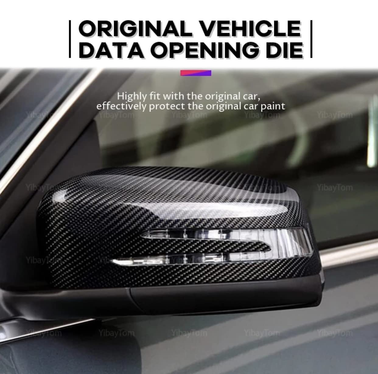 Generic 2pcs Replacement Carbon Fiber Pattern Rearview side Mirror cover caps For Mercedes Benz - Safqqa Egypt