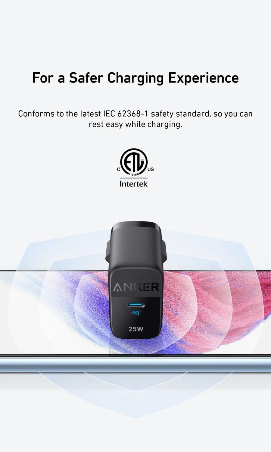 شاحن Anker 312 USB-C بقوة 25 وات – يدعم تقنية الشحن السريع من سامسونج، وتقنية MultiProtect Protection، وتقنية PowerIQ 3.0