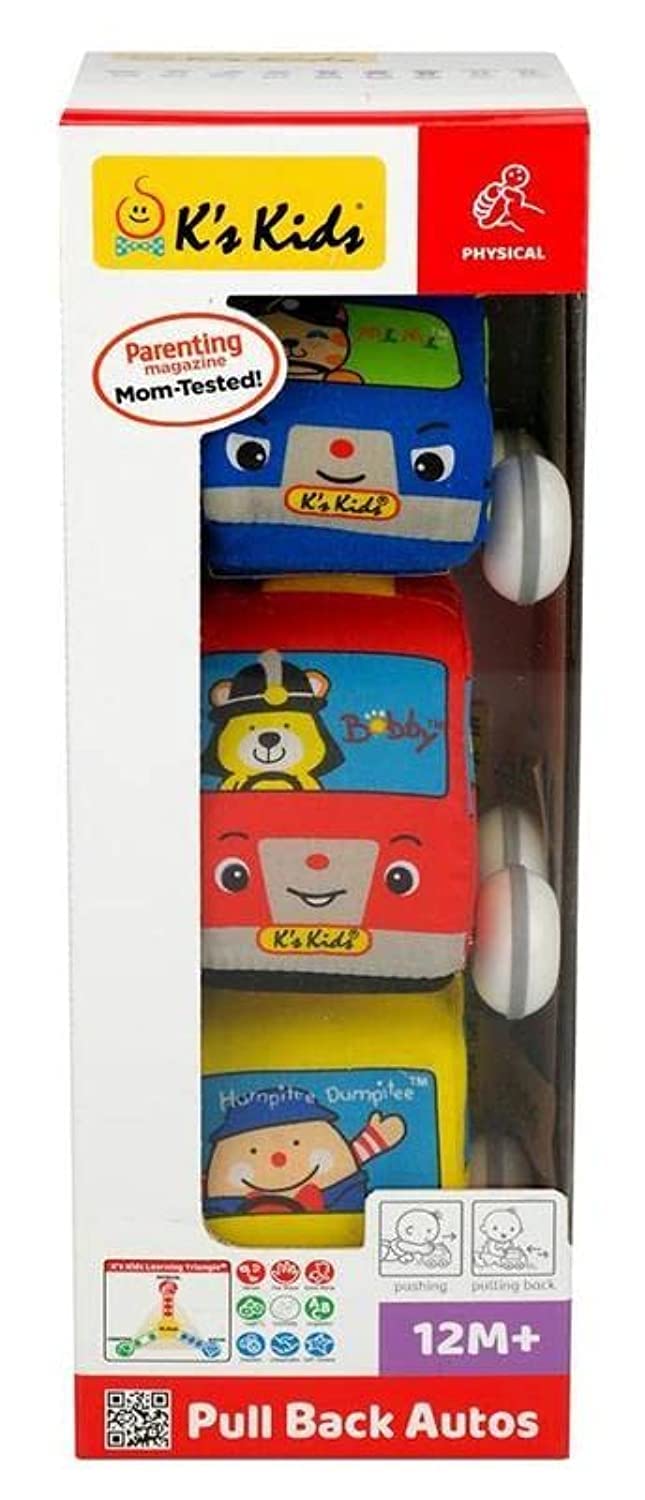 سيارات K's Kids ذات السحب للخلف – سيارات قماشية ناعمة بقاعدة بلاستيكية