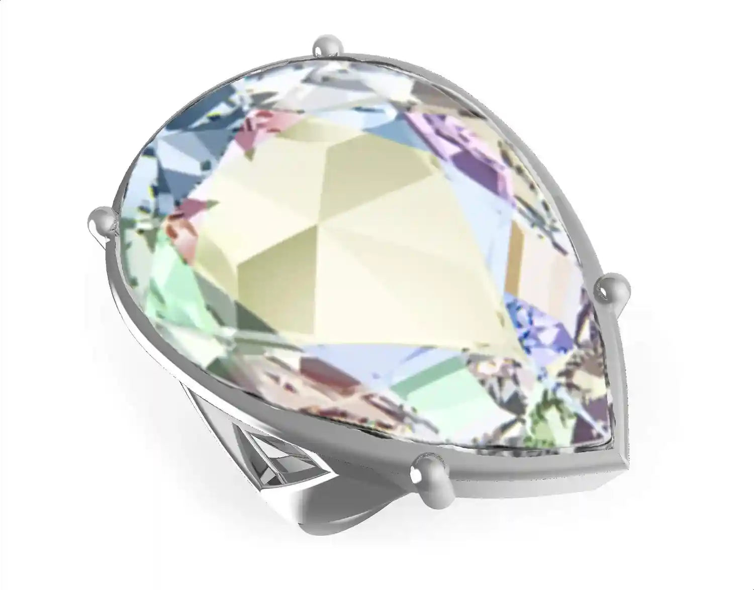 Guess Stone Stainless Steel Ring for Women - Silver, 56