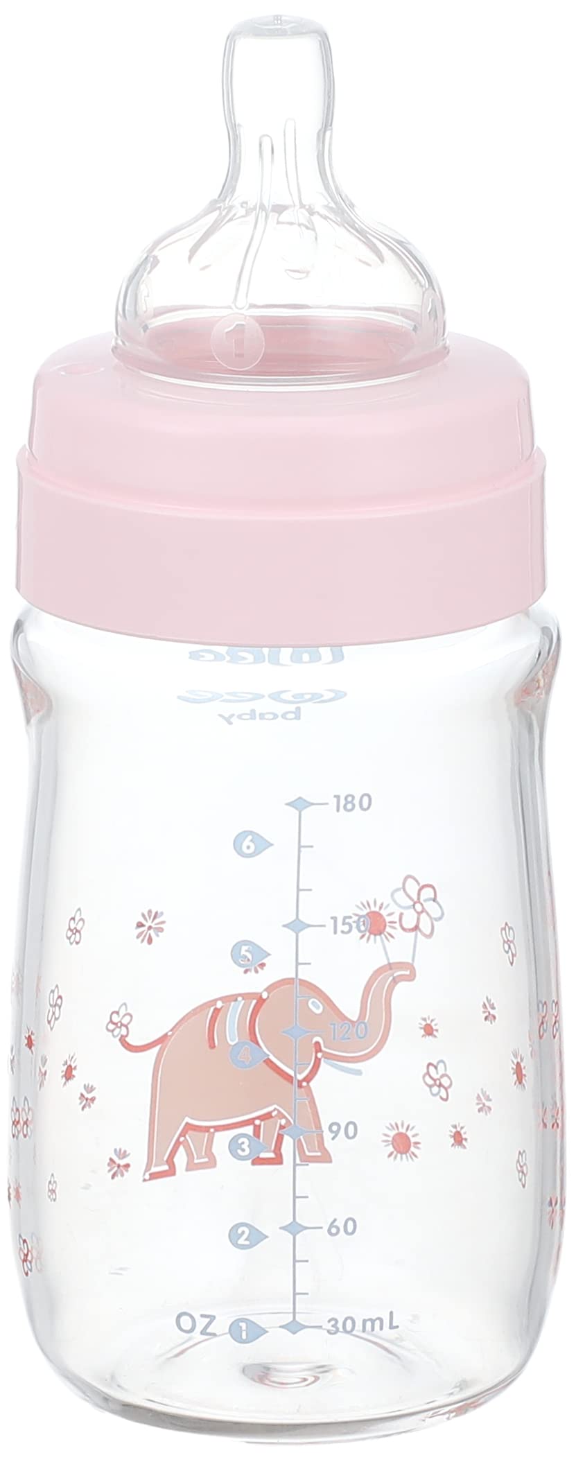 Wee Baby 140 Heat Resistant Glass Feeding Bottle with Wide Silicone Teat, 180 ml - Pink