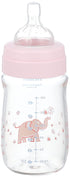Wee Baby 140 Heat Resistant Glass Feeding Bottle with Wide Silicone Teat, 180 ml - Pink