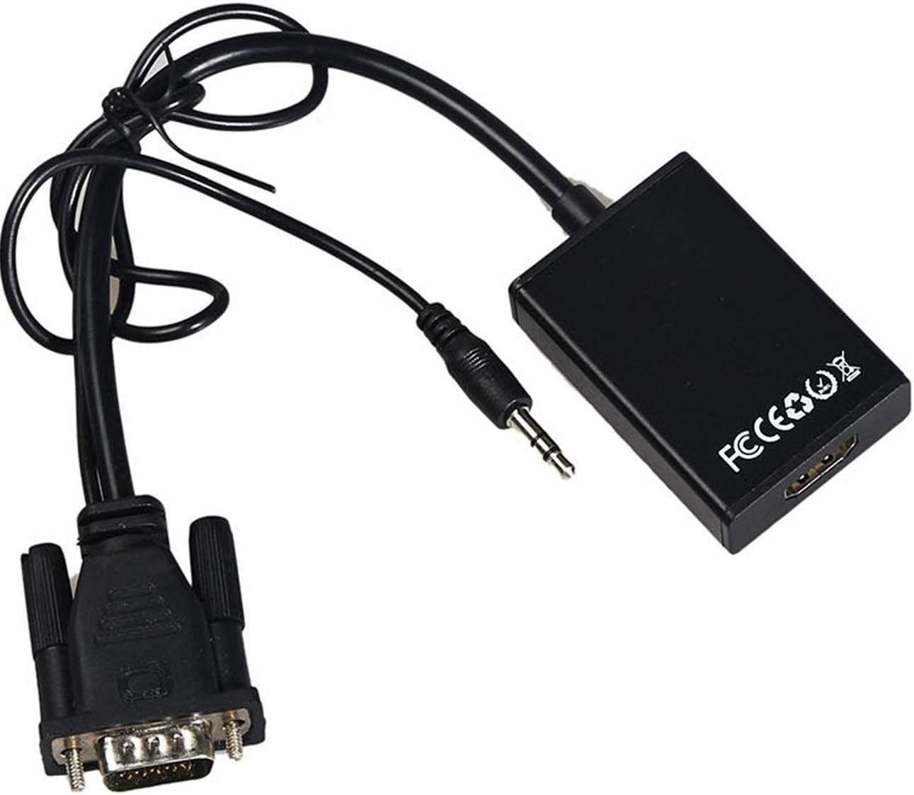 محول كيبل فيديو VGA ذكر الى HDMI 1080P HD وصوت تلفزيون AV HDTV اسود