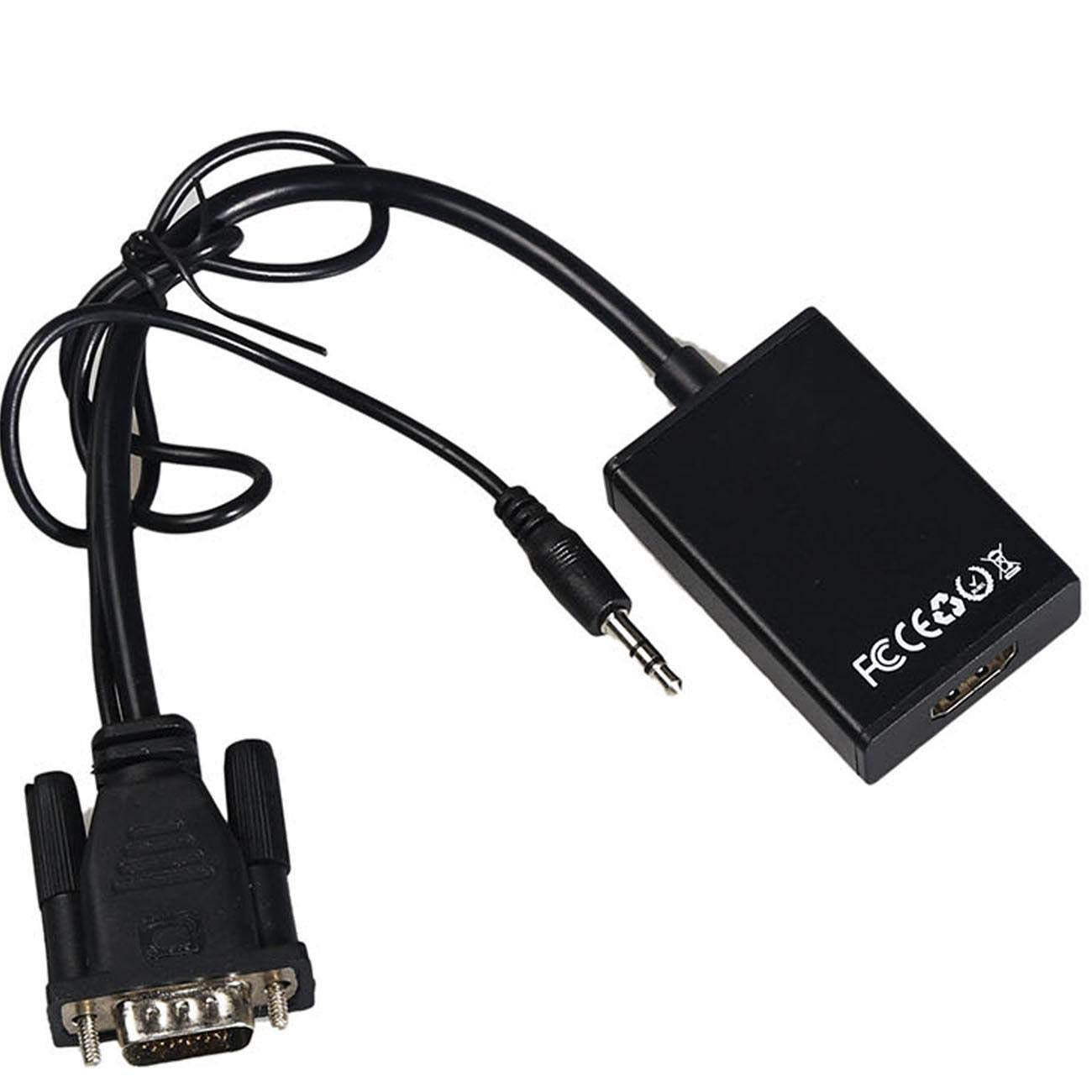 محول كيبل فيديو VGA ذكر الى HDMI 1080P HD وصوت تلفزيون AV HDTV اسود