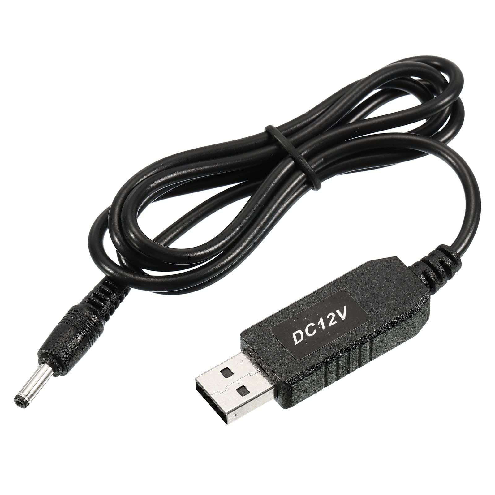 محول جهد YOKIVE DC 5V إلى DC 12V، كابل طاقة مع جاك DC 3.5mm x 1.35mm، رائع لأجهزة التوجيه، الكاميرات، مسجل قيادة السيارة (أسود، 6W 1A)