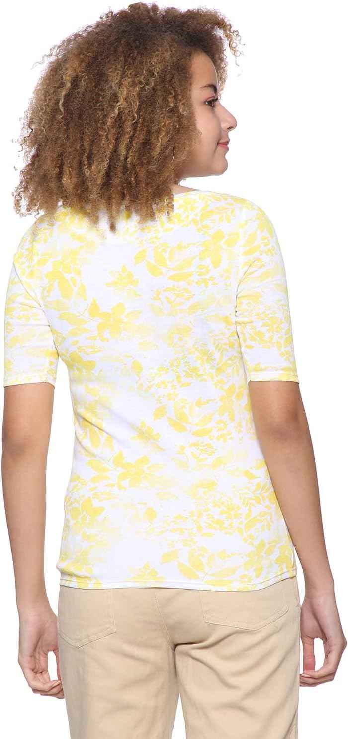 Splash Floral Pattern Boat Neck Short Sleeves Blouse for Women - Safqqa Egypt