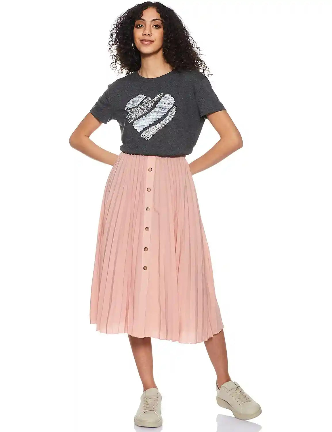 Matalan T-shirt for Women Sequin Heart Shape Short Sleeves Round Neck  classic, comfortable, and flattering.&nbsp;