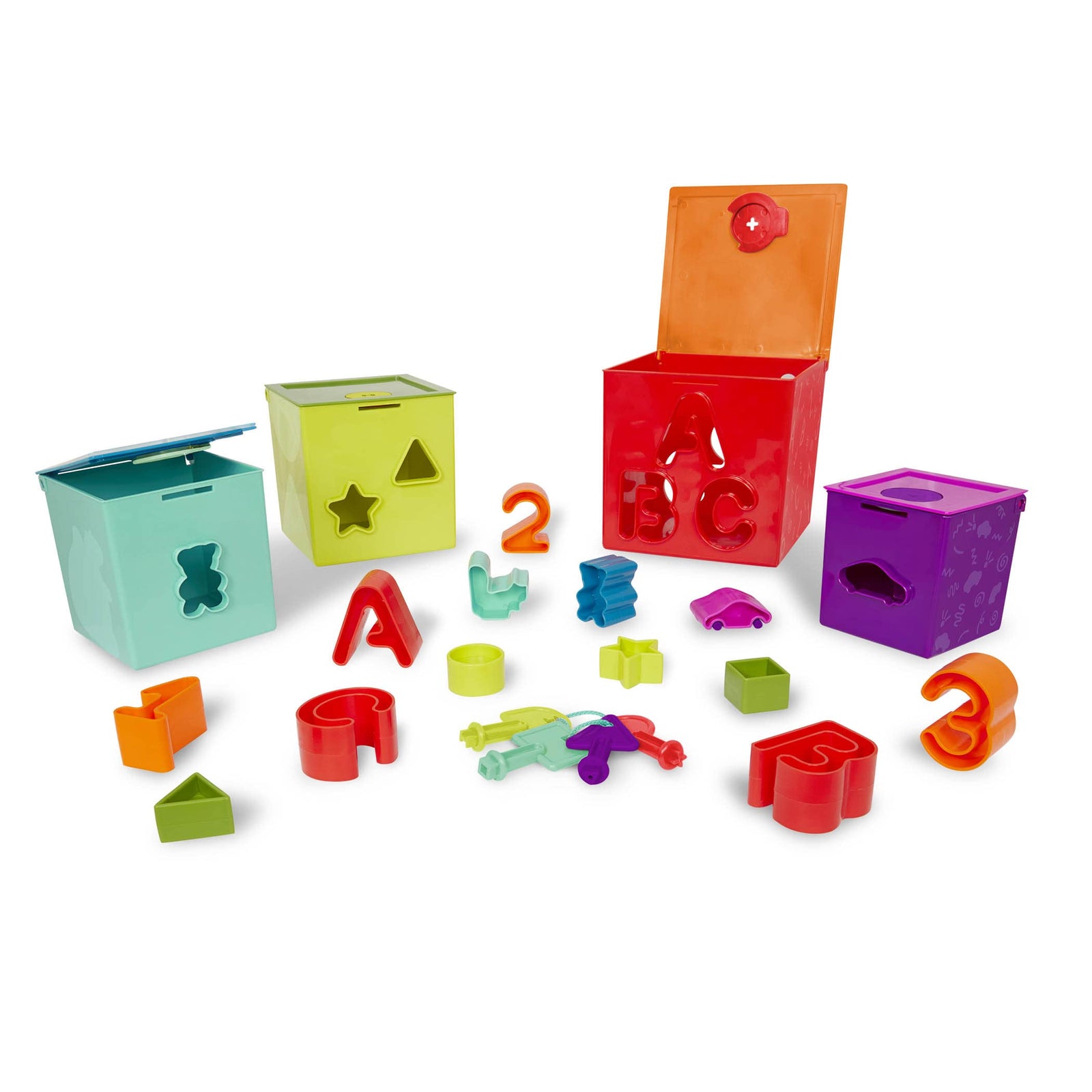 Battat Sorting & Stacking Boxes – Nesting Toddler Educational Toy with Numbers, Letters & Shapes (2+ Years)