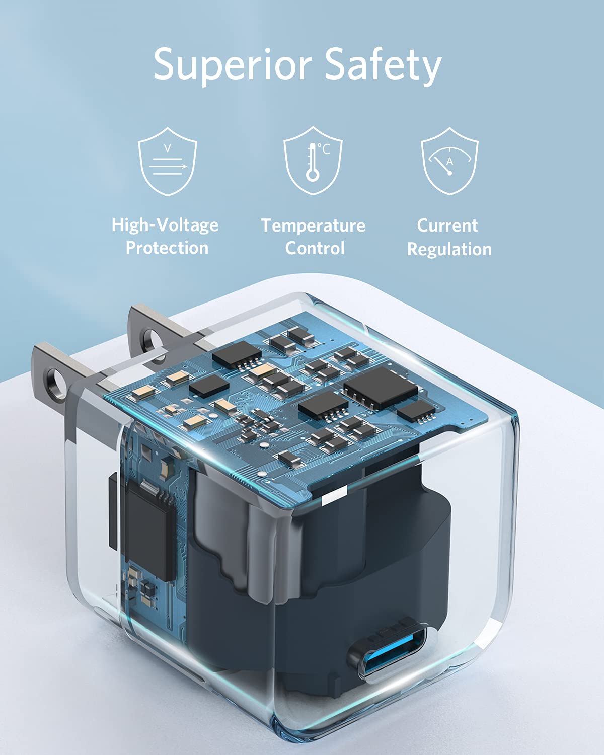 شاحن أنكر USB C، شاحن سريع 20 واط مع قابس قابل للطي، شاحن مكعب PowerPort III 20 واط لأيفون