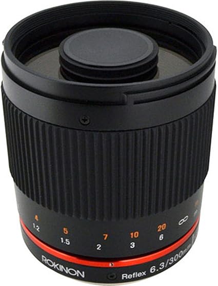 عدسة Rokinon 300M-FX-BK 300mm F6.3 Mirror Lens لكاميرات Fuji X Mirrorless Interchangeable Lens، باللون الأسود 