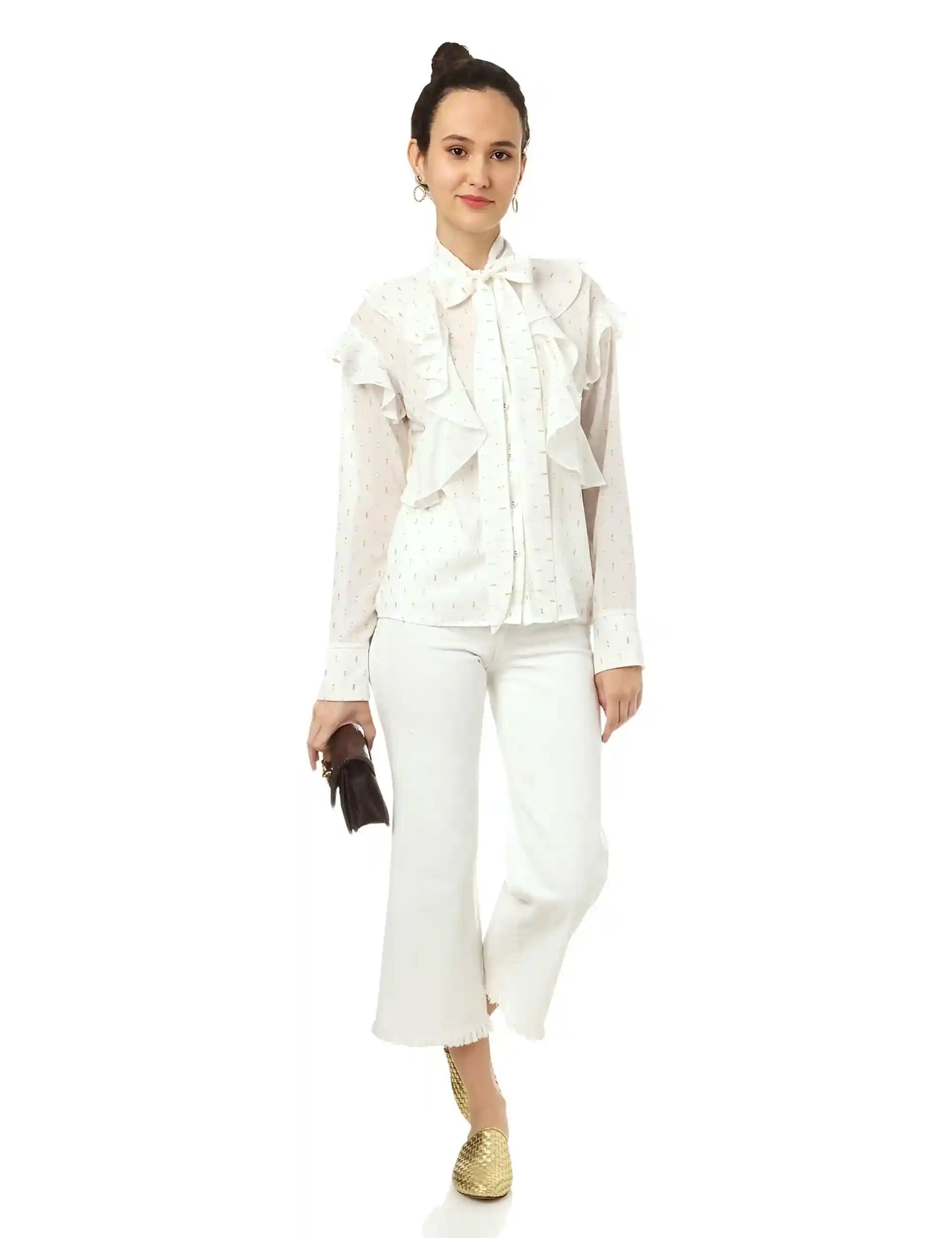 Elle Long SLeeves Patterned Blouse for Women - Safqqa Egypt