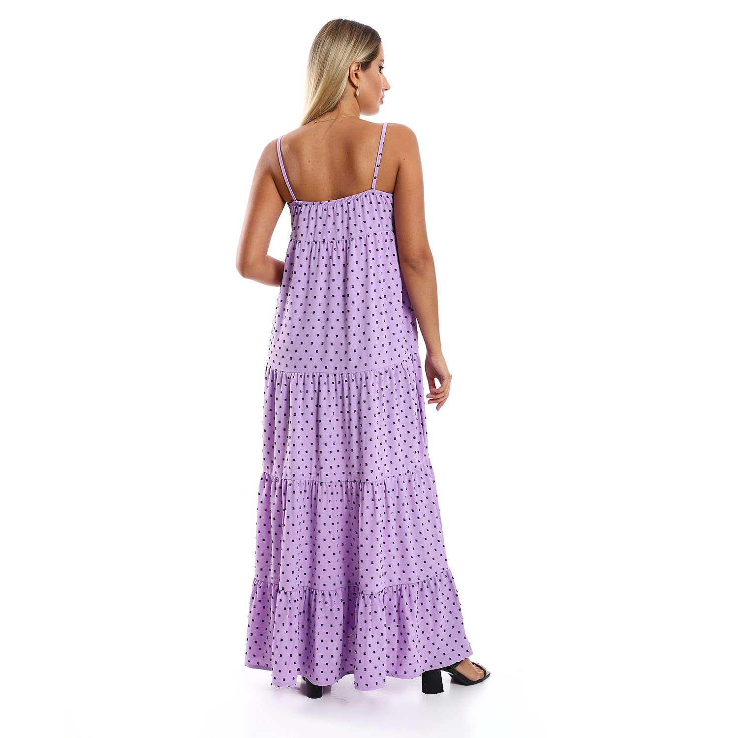 JAMILA Spaghetti Sleeves Tiered Dress For Women,• Relaxed fit allowing freedom of movement.