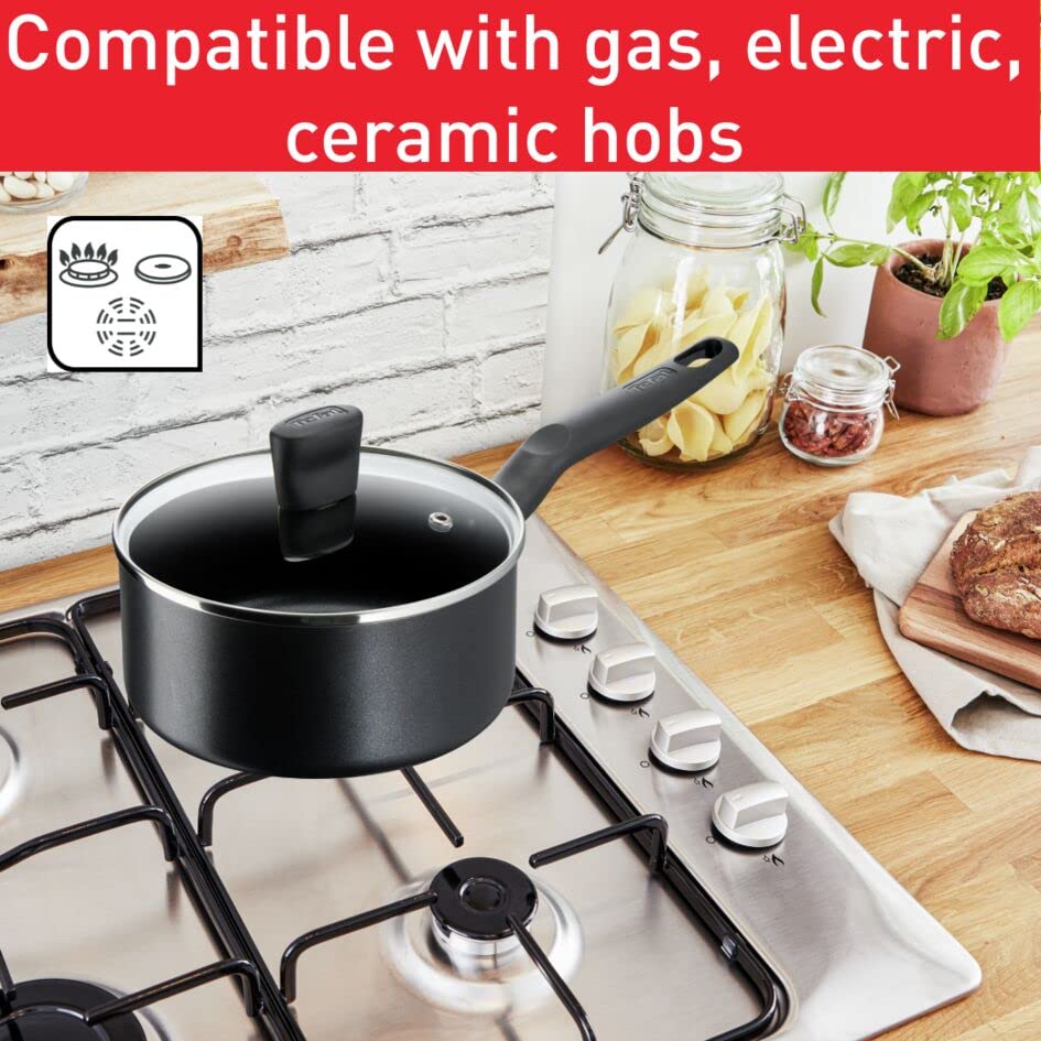 TEFAL G6 Super Cook 18 cm Saucepan with Lid | Non stick | Black