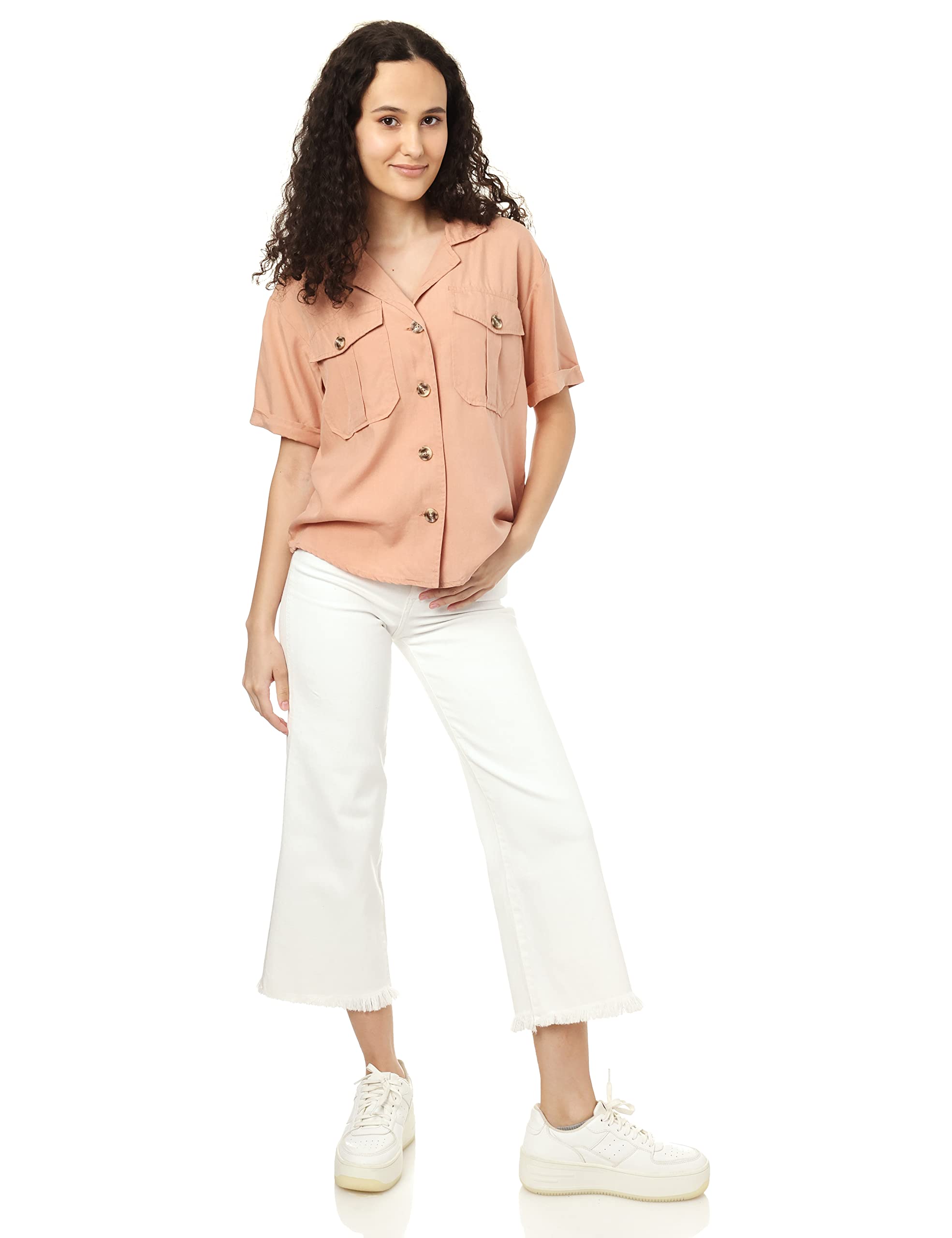 Lee Cooper Chest Buttoned Pockets Short SLeeves Shirt for Women XS