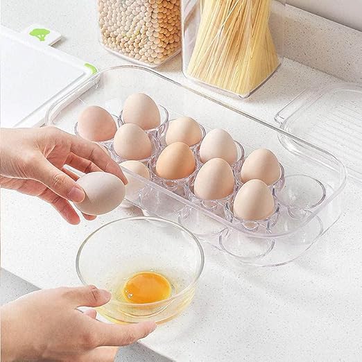 ECVV 16-Egg Refrigerator Storage Container with Lid & Handle Clear - Have Scratches – Safqqa Egypt