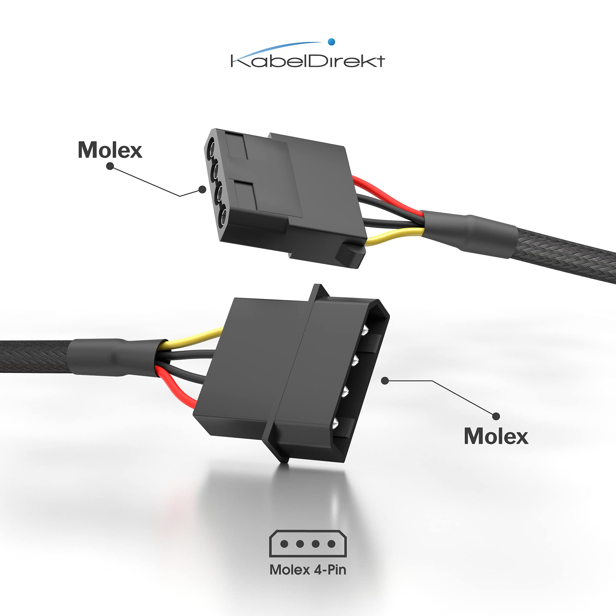 KabelDirekt 826 0.6m 60cm 4-pin Molex extension cable black