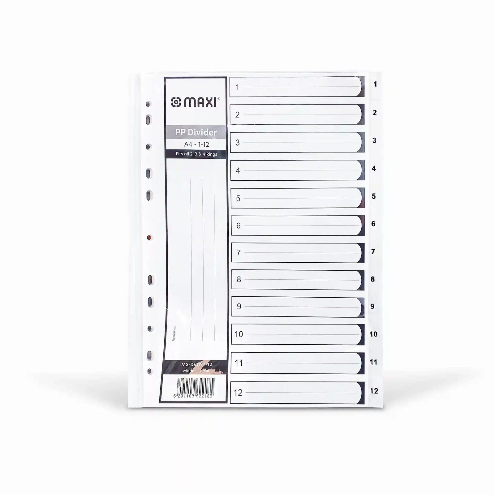 Maxi 1–12 Part Grey Polypropylene File Divider