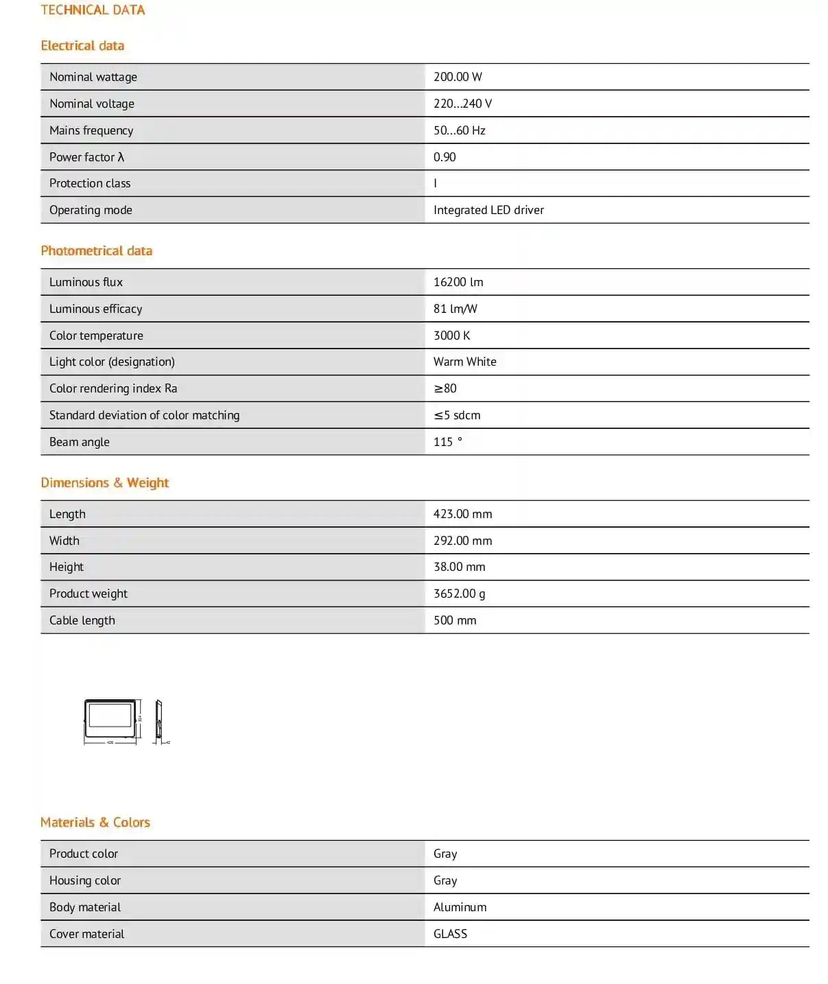 Ledvance Led Eco Flood Light 100 W, White, Warm White, Ledv-Eco-Fl-200W-Cw- Damage Box - Safqqa Egypt