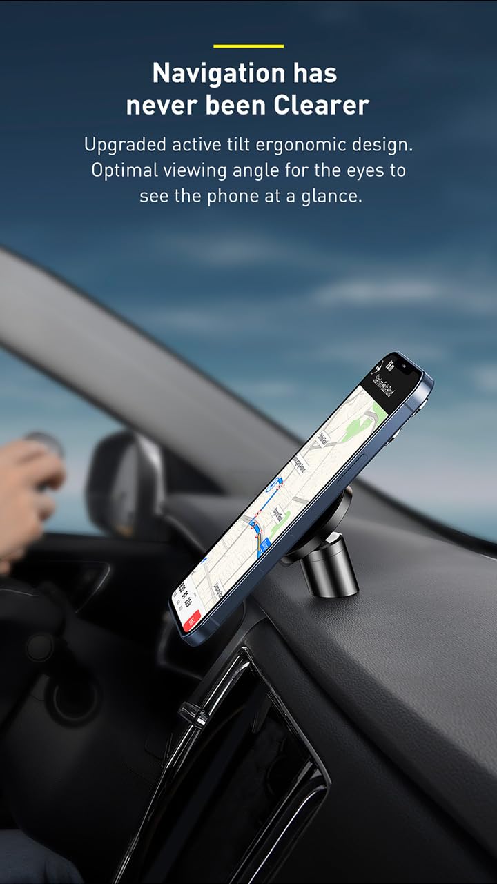 Baseus Magnetic Car Mount Dashboard & Air Vent Cell Phone Holder Compatible for iPhone – Safqqa Egypt