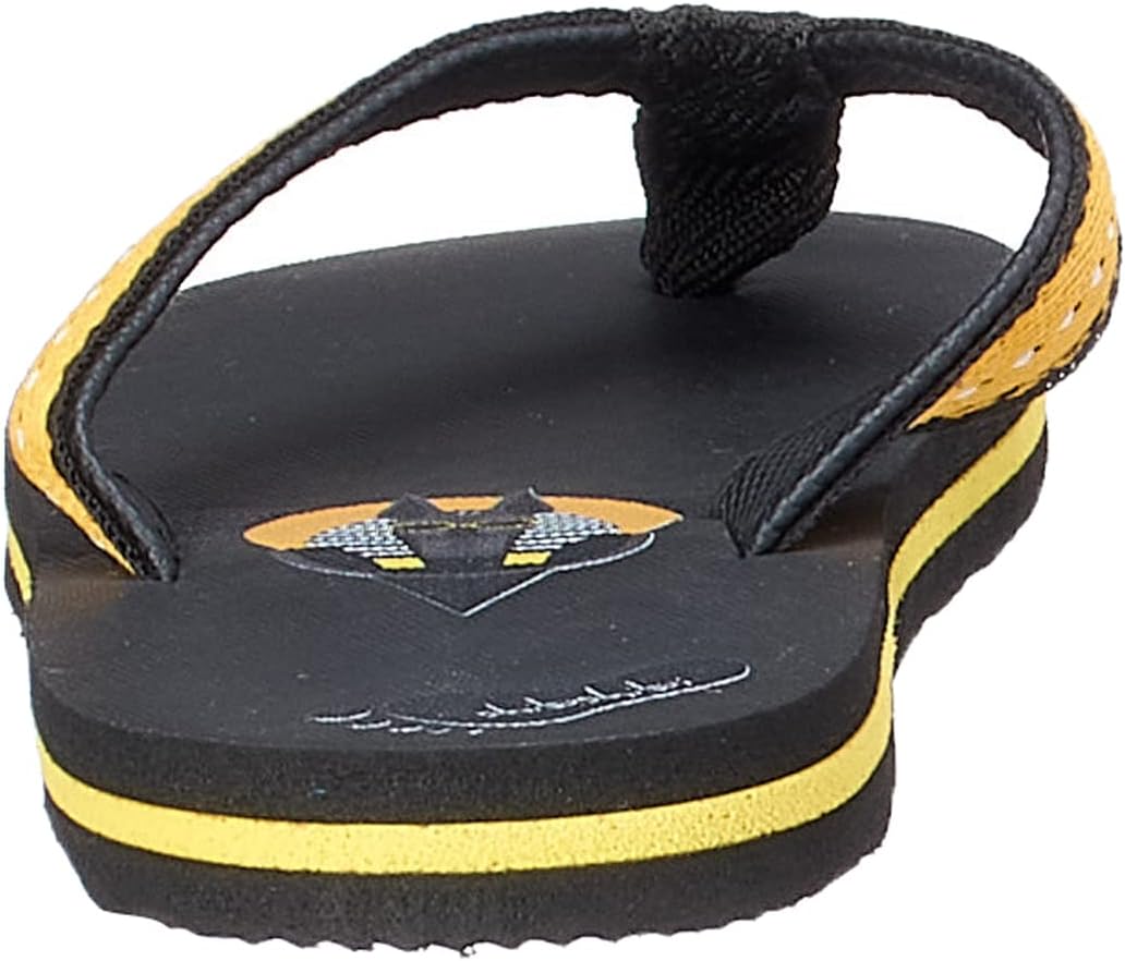 black rubber flip flop slipper for kids with colorful fabric strap - black size: S