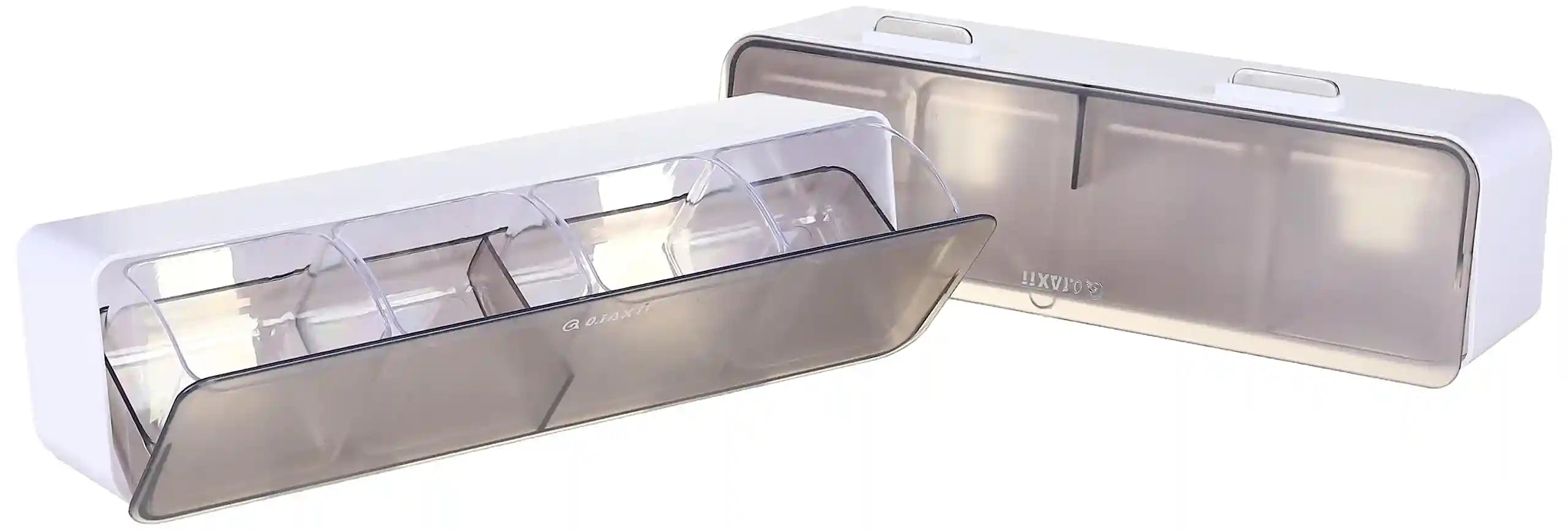 حاويات تخزين توابل بلاستيكية معلقة على الحائط – مجموعة 2 قطعة مع 4 ملاعق