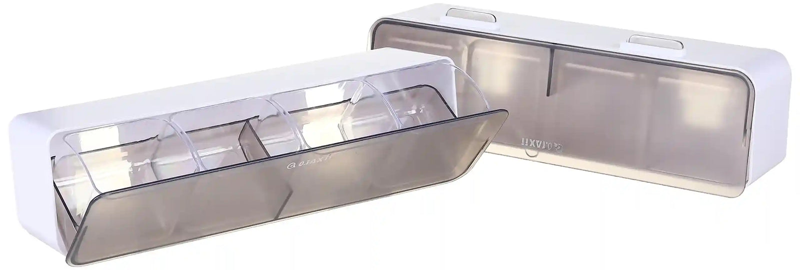 حاويات تخزين توابل بلاستيكية معلقة على الحائط – مجموعة 2 قطعة مع 4 ملاعق