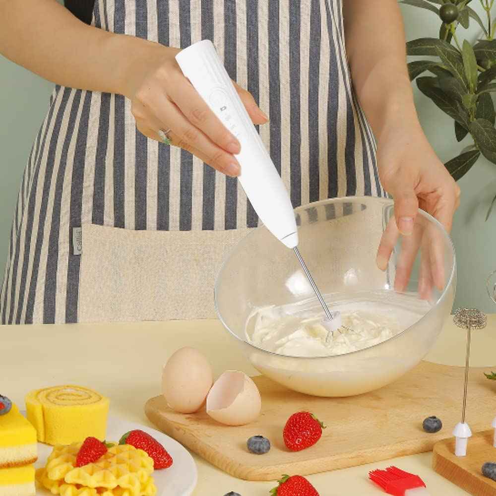 Darbermu 3-Speed Rechargeable Milk Frother with Dual Whisks – Handheld Coffee & Egg Mixer - Safqqa Egypt