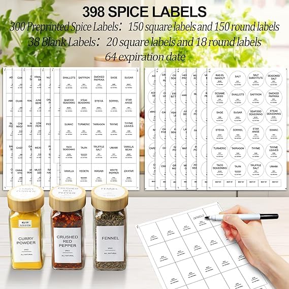 Glass Spice Jars – 24 Pieces – Airtight Containers for Kitchen Organization