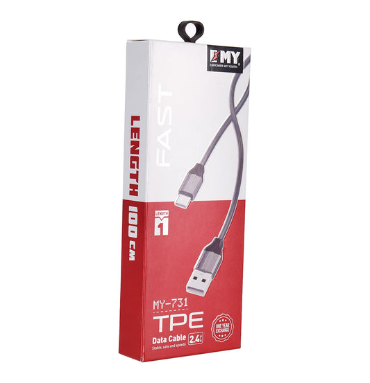 كابل شحن وبيانات EMY MY-731 2.4A بطول 1 متر