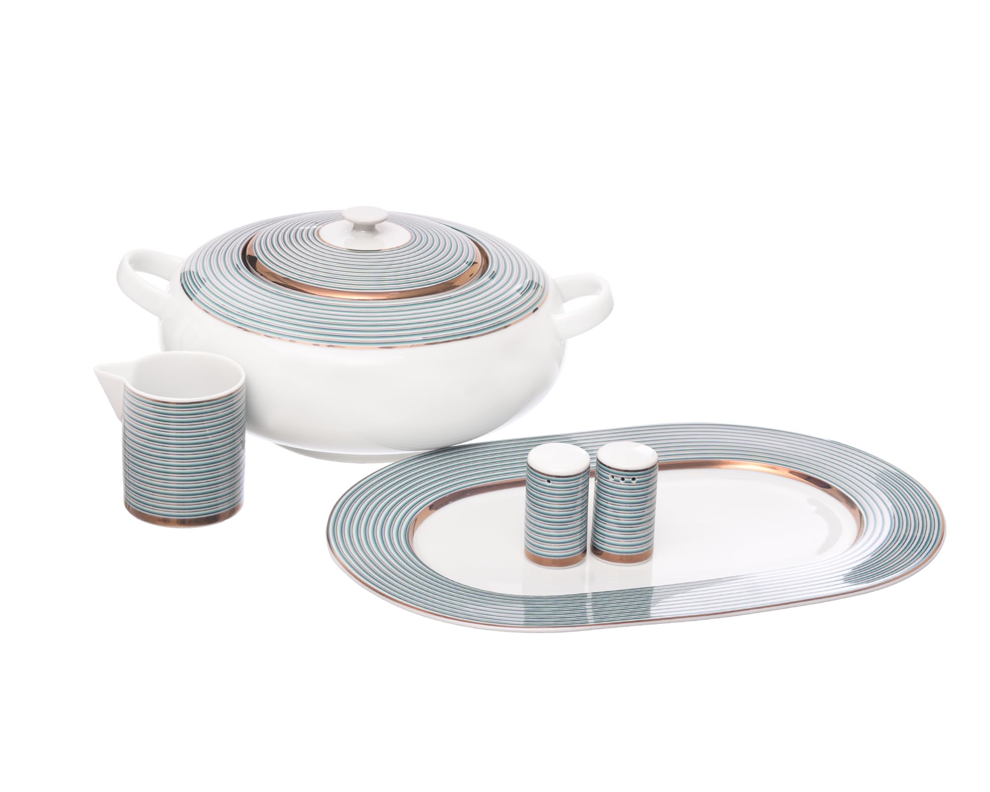 طقم العشاء من Porland بورسلين  – عدد 55 قطعة هو مجموعة عصرية وكاملة من أدوات المائدة