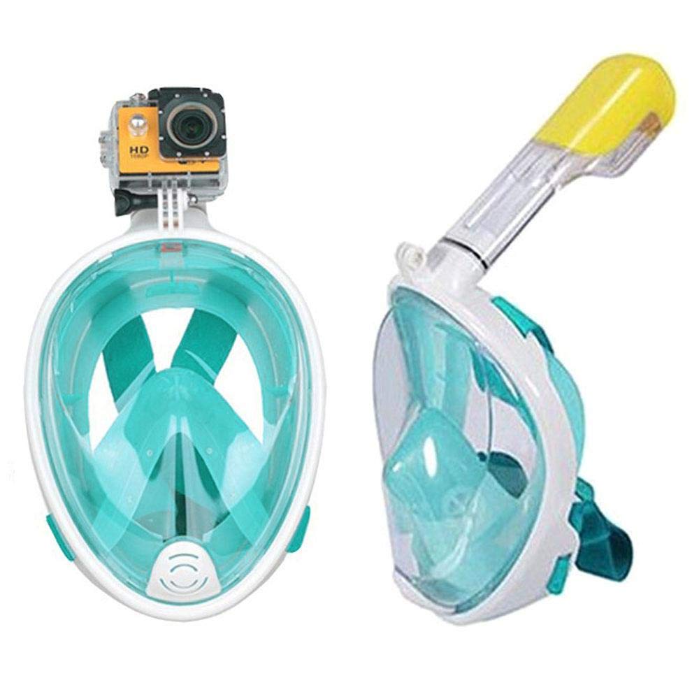 Anti fog detachable dry snorkeling full face mask set - m, green