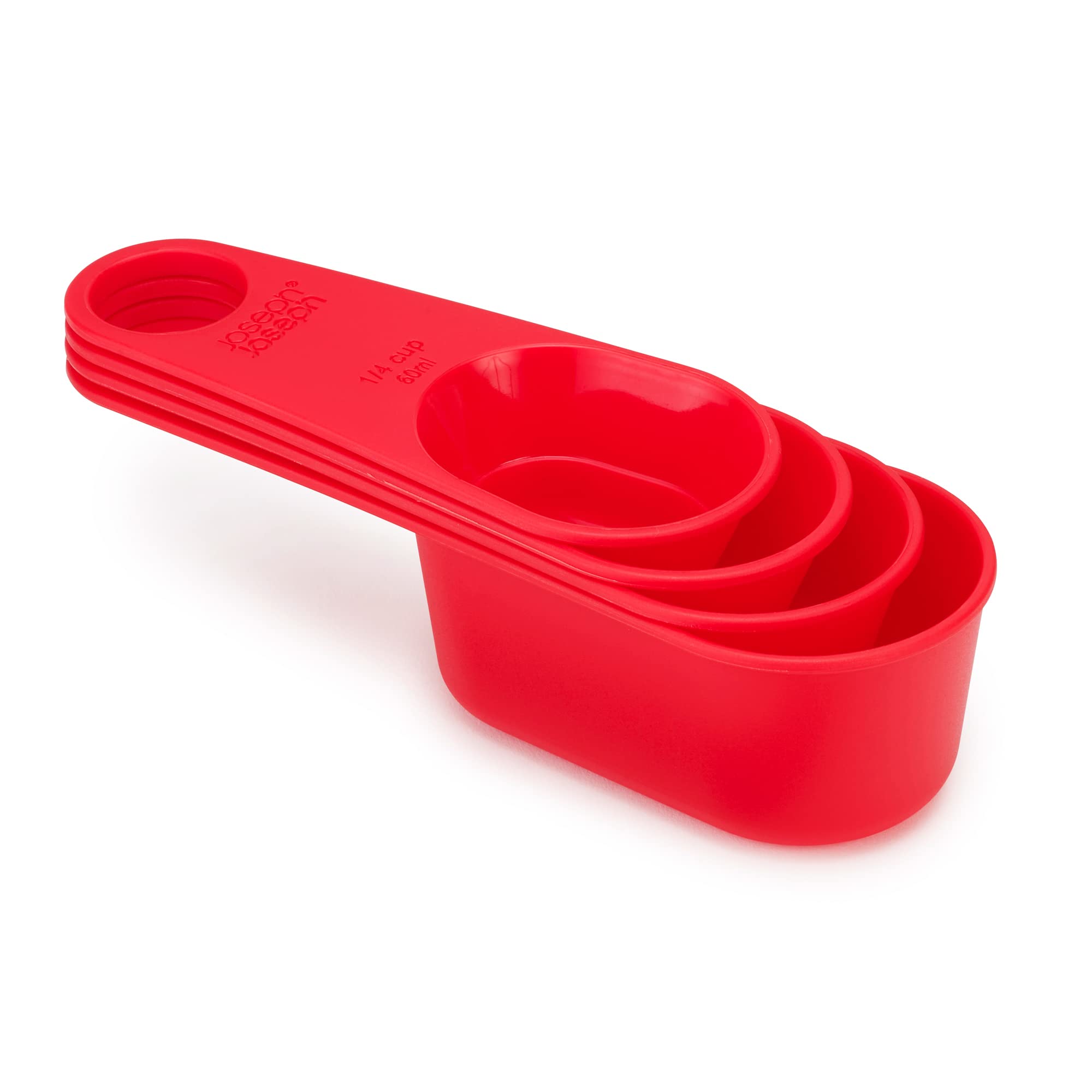 Joseph 4-piece Measuring Cup Set with clip-together handles, Red