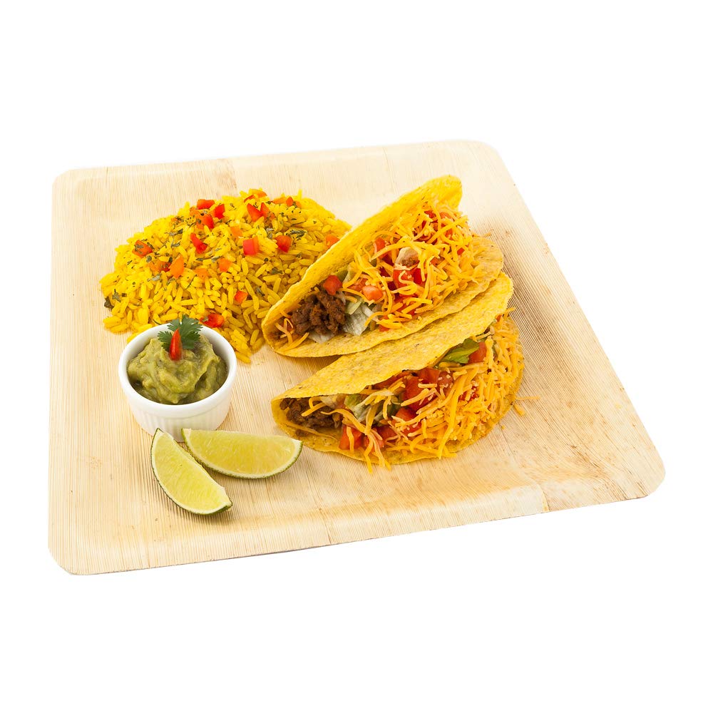 أطباق عشاء من ورق الخيزران - مربعة كبيرة، 9.8 بوصة - عدد 10 - عبوات للبيع بالتجزئة - أدوات المطاعم