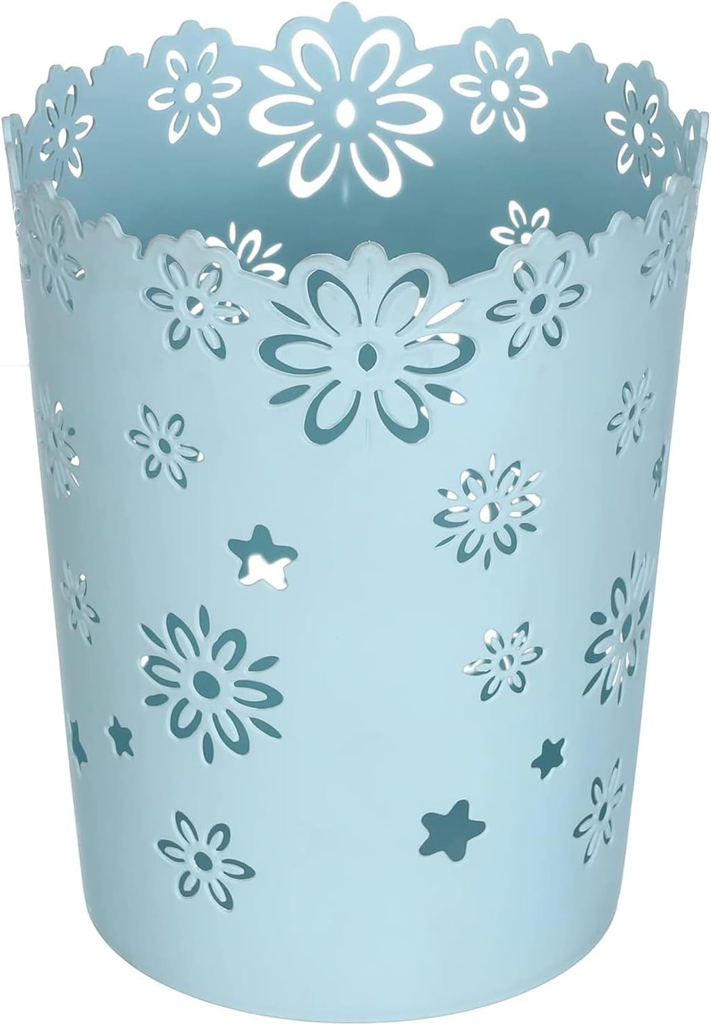 Round Plastic Basket with Floral Design for Home Organization and Daily Use