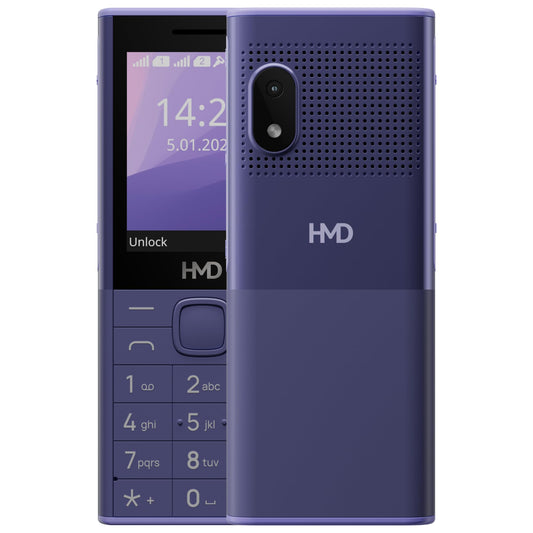HMD 150 موسيقى | مكبر صوت قوي مدمج وأزرار موسيقى مخصصة | مشغل موسيقى وراديو FM لاسلكي | بطارية 2500 مللي أمبير وشاحن سريع من نوع C | تطبيق UPI مدمج مع مسح ودفع | بنفسجي