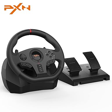 عجلة قيادة PXN V900 للجيمينج | 270°/900° + دواسات + اهتزاز مزدوج – بوكس تالف